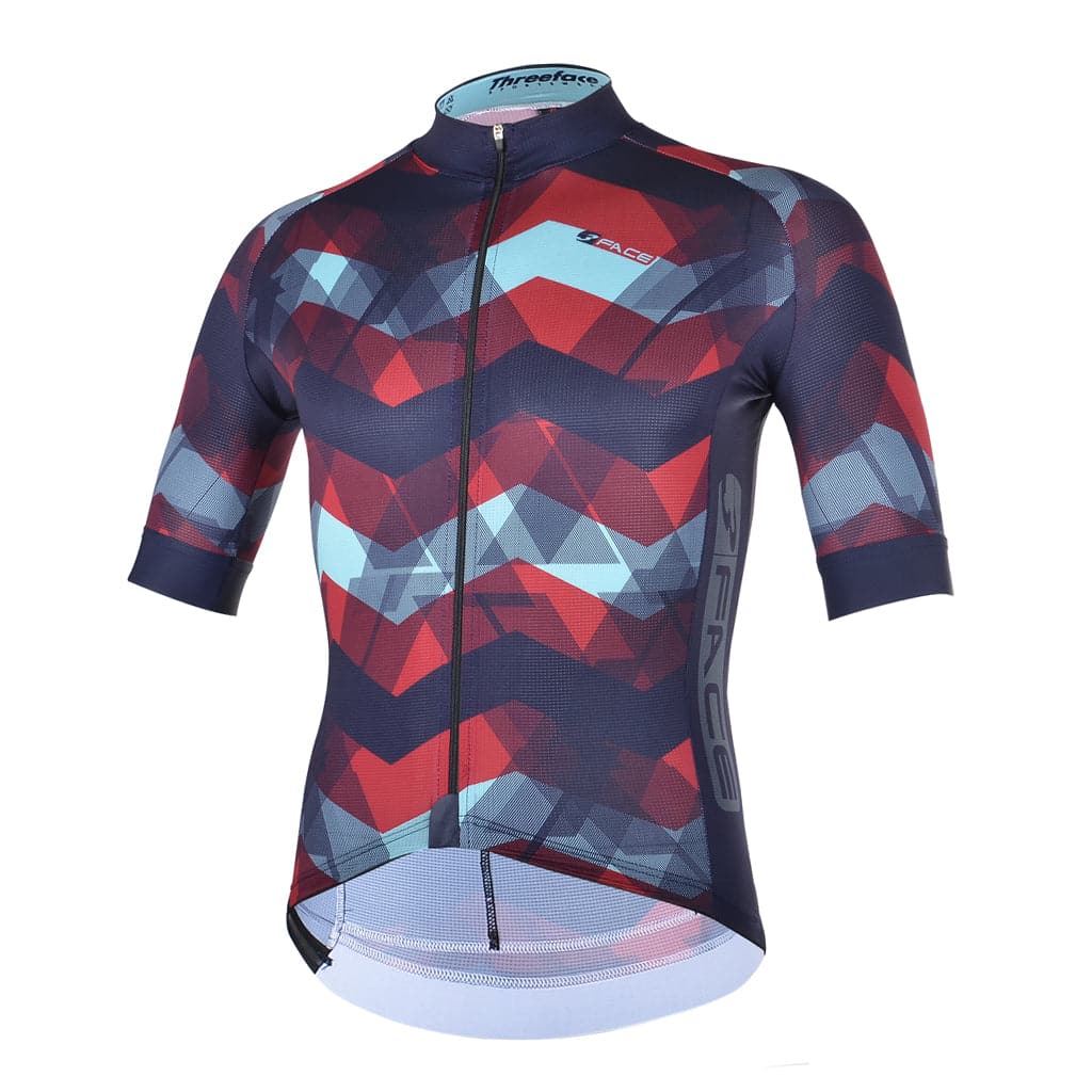 Maglia manica corta Zig Zag Magliette da ciclista Threeface S blue 